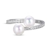 Thumbnail Image 3 of Cultured Pearl & White Lab-Created Sapphire Bypass Ring Sterling Silver