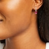 Thumbnail Image 4 of Pear-Shaped Lab-Created Ruby & Round-Cut White Lab-Created Sapphire Drop Earrings Sterling Silver