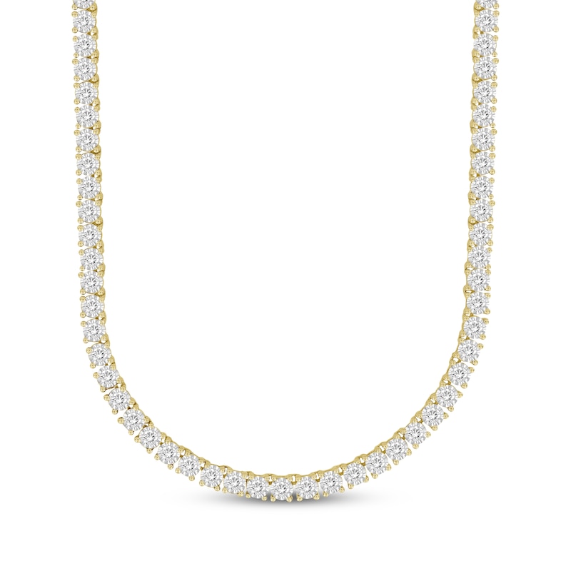 Main Image 1 of Men’s Round-Cut Diamond Tennis Necklace 3 ct tw 10K Yellow Gold 20”