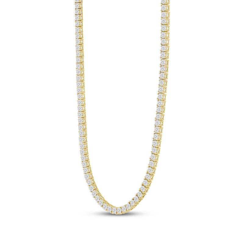 Men's Diamond Tennis Necklace 3 ct tw Round-cut 10K Yellow Gold 22