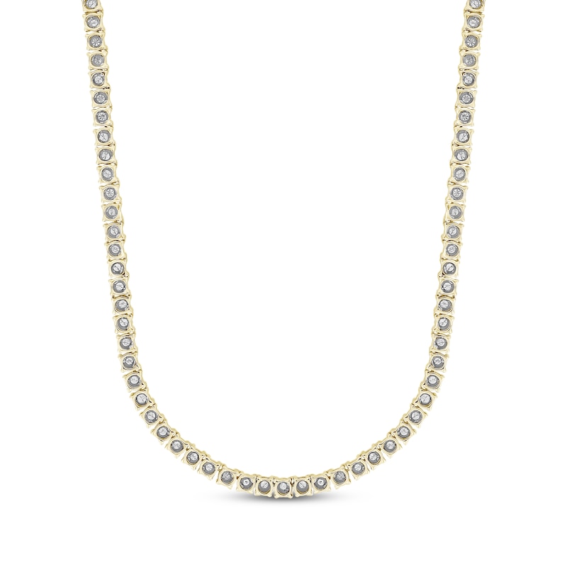 Main Image 3 of Men’s Round-Cut Diamond Tennis Necklace 3 ct tw 10K Yellow Gold 20”