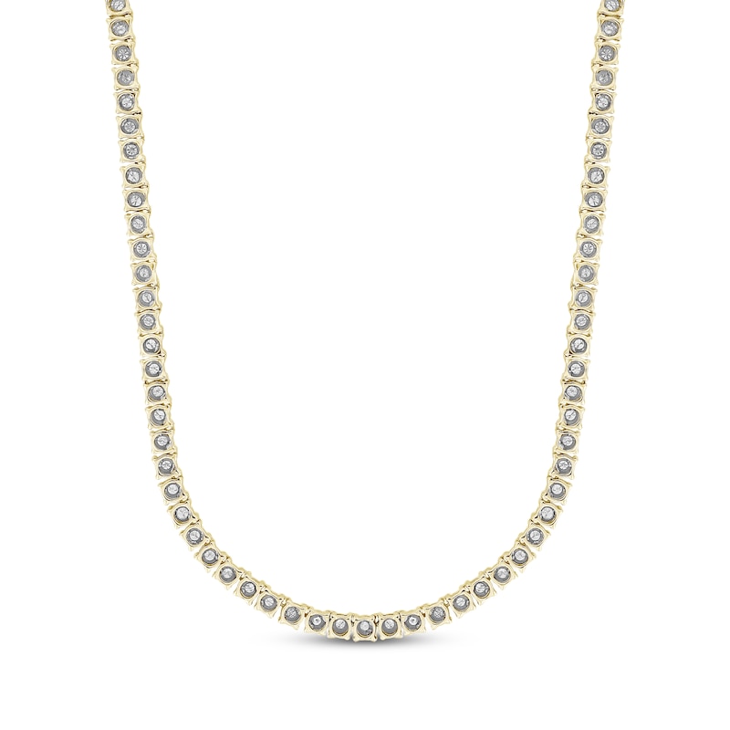 Men’s Round-Cut Diamond Tennis Necklace 3 ct tw 10K Yellow Gold 20”