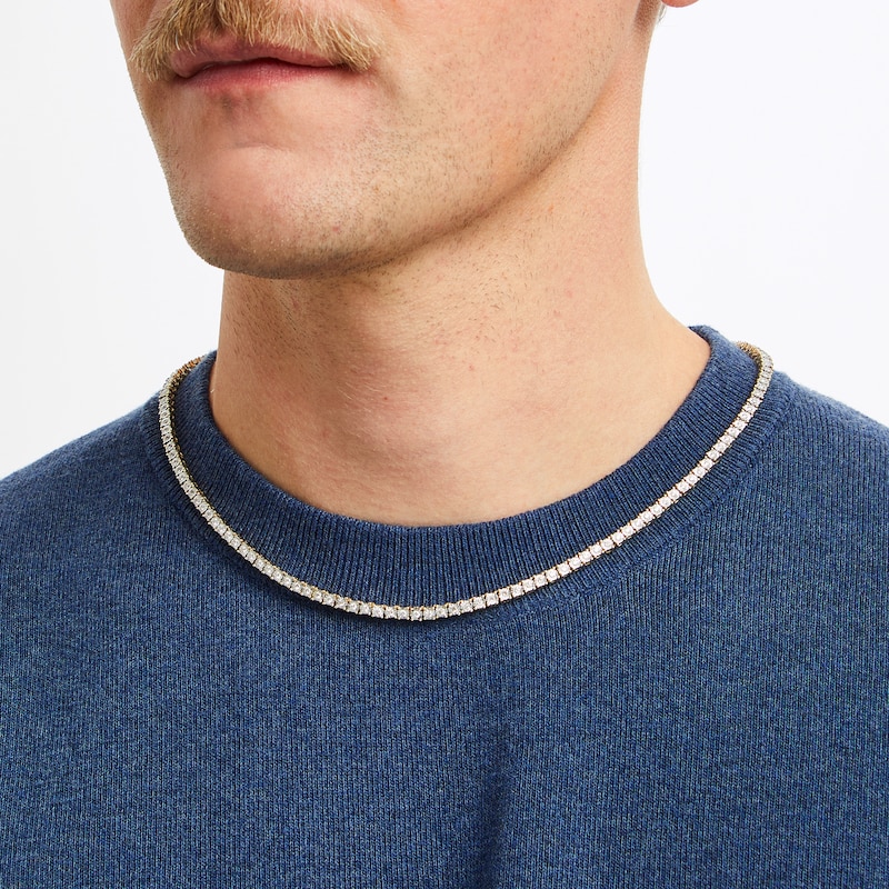 Main Image 5 of Men’s Round-Cut Diamond Tennis Necklace 3 ct tw 10K Yellow Gold 20”