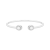 Thumbnail Image 0 of Cultured Pearl & Round-Cut White Lab-Created Sapphire Cuff Bangle Bracelet Sterling Silver
