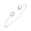 Thumbnail Image 1 of Cultured Pearl & Round-Cut White Lab-Created Sapphire Cuff Bangle Bracelet Sterling Silver