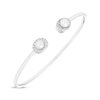 Thumbnail Image 2 of Cultured Pearl & Round-Cut White Lab-Created Sapphire Cuff Bangle Bracelet Sterling Silver