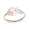 Thumbnail Image 1 of Cultured Pearl & White Lab-Created Sapphire Ring 10K Yellow Gold