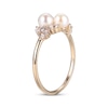Thumbnail Image 2 of Cultured Pearl & White Lab-Created Sapphire Ring 10K Yellow Gold