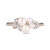 Thumbnail Image 3 of Cultured Pearl & White Lab-Created Sapphire Ring 10K Yellow Gold