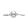 Thumbnail Image 2 of Cultured Pearl & Round-Cut White Lab-Created Sapphire Ring Sterling Silver - Size 7