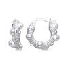 Thumbnail Image 1 of Cultured Pearl & Round-Cut White Lab-Created Sapphire Hoop Earrings Sterling Silver