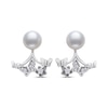 Thumbnail Image 2 of Cultured Pearl & Round-Cut White Lab-Created Sapphire Front-Back Butterfly Earrings Sterling Silver