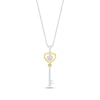 Thumbnail Image 1 of Round-Cut Diamond Heart-Topped Key Necklace 1/10 ct tw Sterling Silver & 10K Yellow Gold 18”