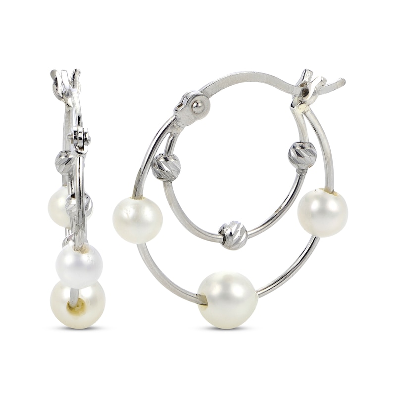 Pearl Hoop Earrings Sterling Silver