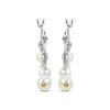 Thumbnail Image 2 of Cultured Pearl & Diamond-Cut Bead Double Hoop Earrings Sterling Silver