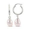 Thumbnail Image 0 of Baroque Cultured Pearl Dangle Hoop Earrings Sterling Silver