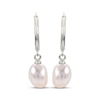 Thumbnail Image 2 of Baroque Cultured Pearl Dangle Hoop Earrings Sterling Silver