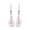 Thumbnail Image 1 of Baroque Cultured Pearl Dangle Hoop Earrings Sterling Silver