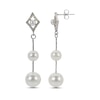 Thumbnail Image 1 of Cultured Pearl & Diamond-Cut Drop Earrings Sterling Silver