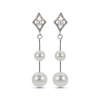 Thumbnail Image 2 of Cultured Pearl & Diamond-Cut Drop Earrings Sterling Silver