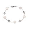 Thumbnail Image 0 of Cultured Pearl Diamond-Cut Station Bracelet Sterling Silver 7.5"