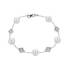 Thumbnail Image 1 of Cultured Pearl Diamond-Cut Station Bracelet Sterling Silver 7.5&quot;