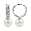 Thumbnail Image 1 of Cultured Pearl Chain Link Hoop Drop Earrings Sterling Silver