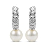 Thumbnail Image 2 of Cultured Pearl Chain Link Hoop Drop Earrings Sterling Silver