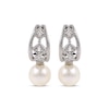 Thumbnail Image 2 of Cultured Pearl & White Lab-Created Sapphire Vintage-Inspired Drop Earrings Sterling Silver