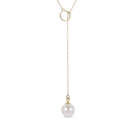 Cultured Pearl Lariat Necklace 10K Yellow Gold 20"