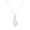 Thumbnail Image 0 of Cultured Pearl & White Lab-Created Sapphire Twist Necklace Sterling Silver 18"