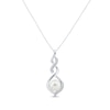 Thumbnail Image 1 of Cultured Pearl & White Lab-Created Sapphire Twist Necklace Sterling Silver 18&quot;