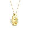 Thumbnail Image 3 of Cultured Pearl & White Lab-Created Sapphire Necklace 10K Yellow Gold 18&quot;