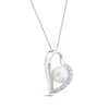 Thumbnail Image 2 of Cultured Pearl & White Lab-Created Sapphire Tilted Heart Necklace Sterling Silver 18"