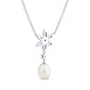 Thumbnail Image 3 of Cultured Pearl & White Lab-Created Sapphire Flower Drop Necklace Sterling Silver 18&quot;
