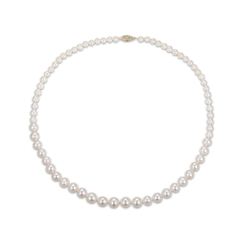 Main Image 1 of Cultured Pearl Graduated Strand Necklace 10K Yellow 18&quot;