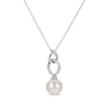 Thumbnail Image 1 of White Topaz & Cultured Pearl Link Drop Necklace Sterling Silver 18&quot;