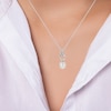 Thumbnail Image 3 of White Topaz & Cultured Pearl Link Drop Necklace Sterling Silver 18&quot;