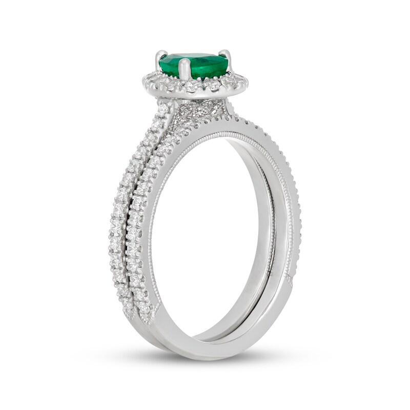 Main Image 2 of Neil Lane Pear-Shaped Natural Emerald & Diamond Bridal Set 5/8 ct tw 14K White Gold
