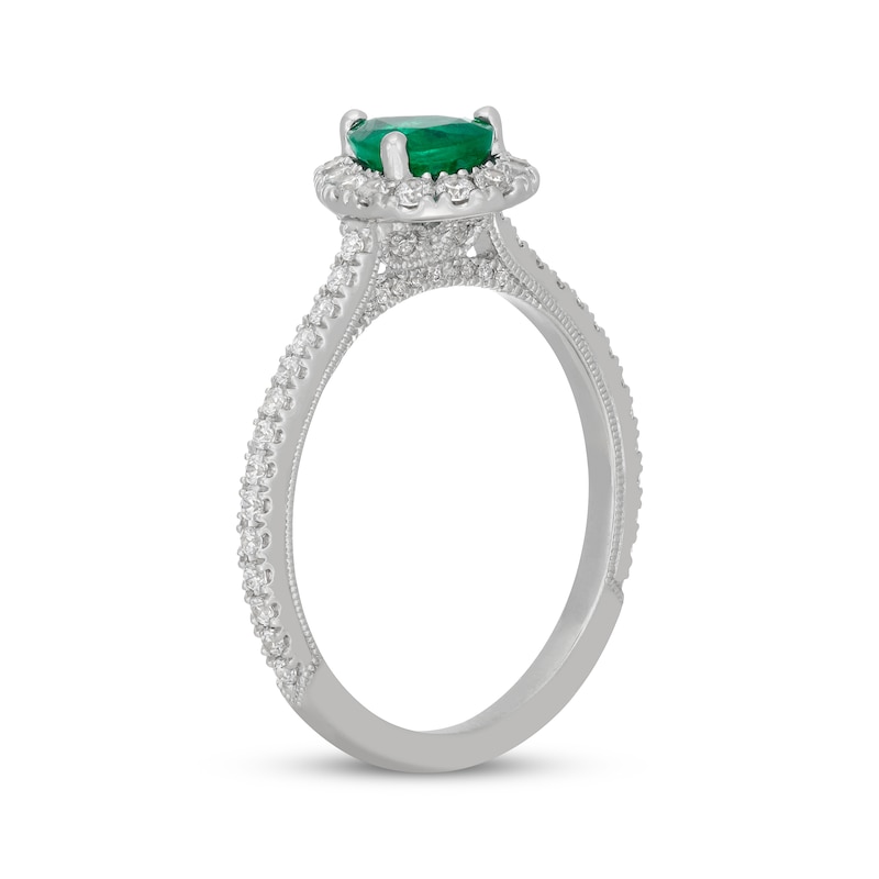 Neil Lane Pear-Shaped Natural Emerald & Diamond Engagement Ring 1/2 ct tw 14K White Gold