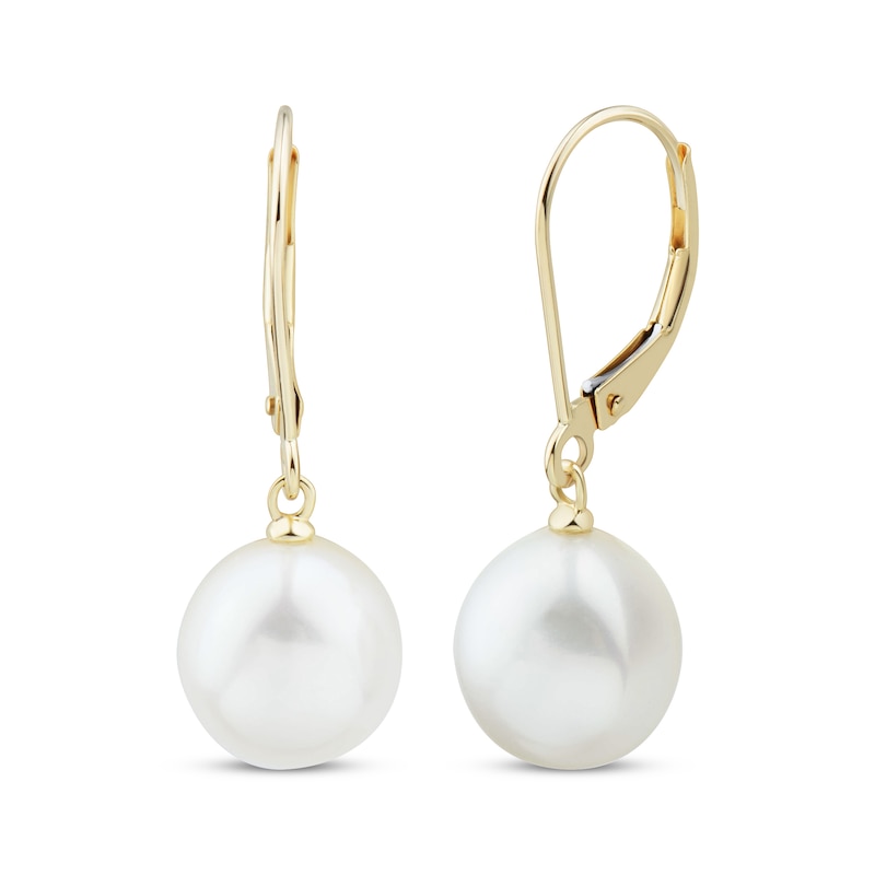 Main Image 1 of Baroque Cultured Pearl Dangle Earrings 10K Yellow Gold