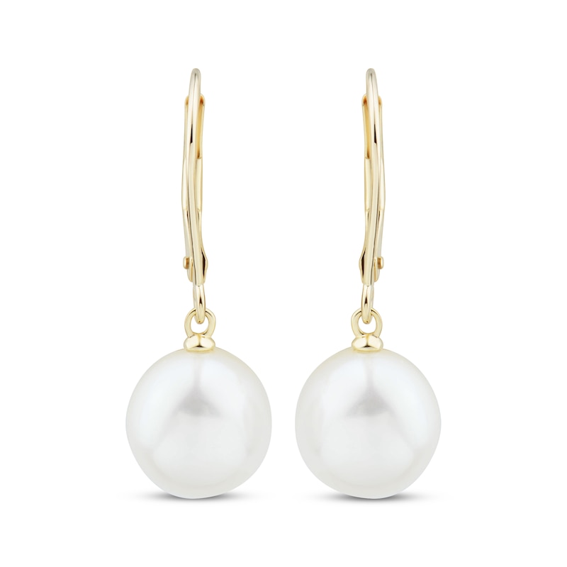 Baroque Cultured Pearl Dangle Earrings 10K Yellow Gold