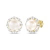 Thumbnail Image 1 of Cultured Pearl & Diamond Stud Earrings 1/5 ct tw 10K Yellow Gold