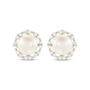 Thumbnail Image 2 of Cultured Pearl & Diamond Stud Earrings 1/5 ct tw 10K Yellow Gold
