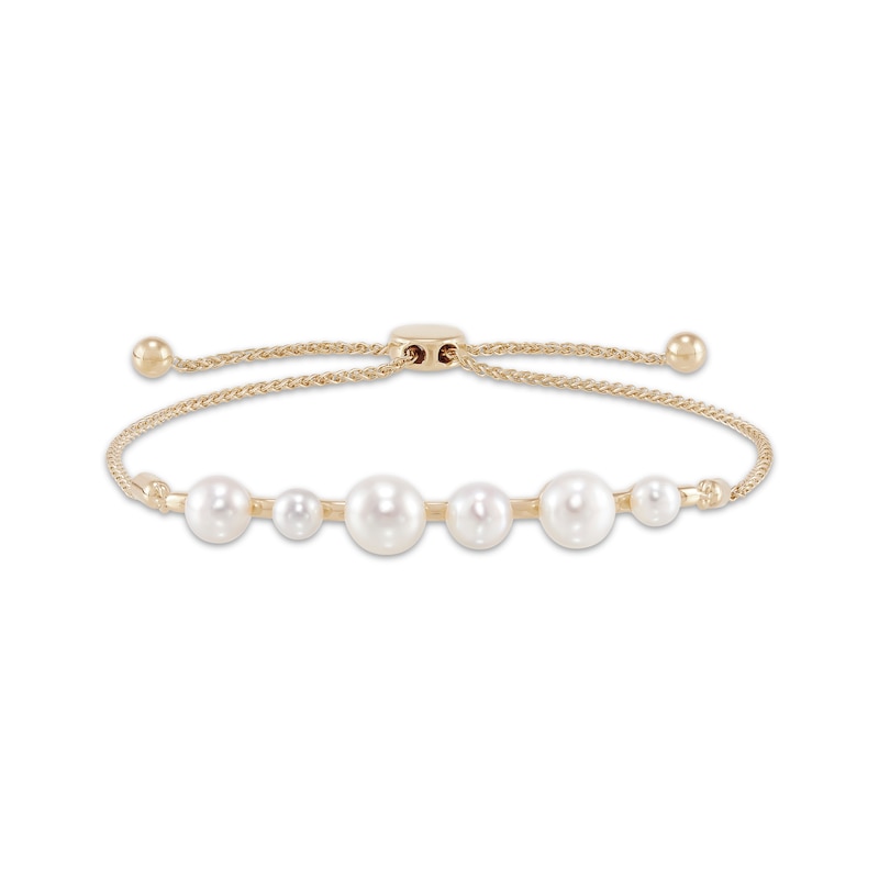 Main Image 1 of Cultured Pearl Bar Bolo Bracelet 10K Yellow Gold
