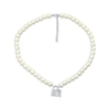 Thumbnail Image 1 of Cultured Pearl Lock & Key Necklace Sterling Silver 17&quot;