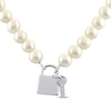 Thumbnail Image 2 of Cultured Pearl Lock & Key Necklace Sterling Silver 17&quot;