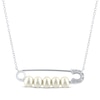 Thumbnail Image 1 of Cultured Pearl & White Lab-Created Sapphire Safety Pin Necklace Sterling Silver 18&quot;
