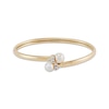 Thumbnail Image 1 of Cultured Pearl & White Lab-Created Sapphire Bypass Flex Bangle Bracelet 10K Yellow Gold