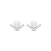 Thumbnail Image 2 of Cultured Pearl & White Lab-Created Sapphire V Stud Earrings Sterling Silver